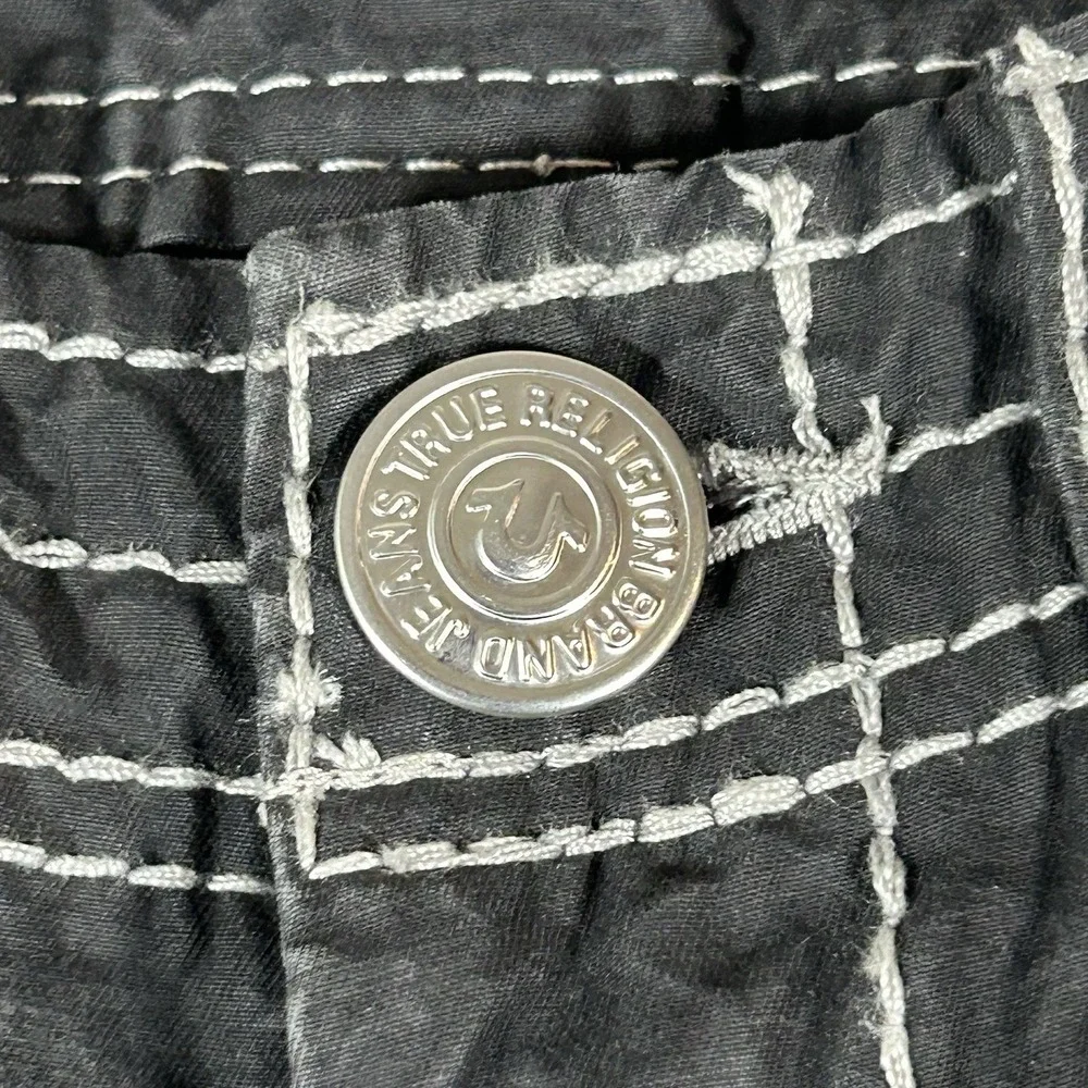 True Religion Anthony Cargo Pants Mens 34x32 Black Flap Pockets Wide Leg Y2K VTG
